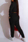 Red Casual Solid Patchwork O Neck Long Sleeve Two Pieces