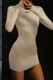 Khaki Sexy Casual Letter Print Basic Half A Turtleneck Long Sleeve Dresses