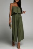 Green Sexy Casual Solid Patchwork Backless Spaghetti Strap Regular Jumpsuits