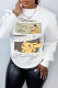 White Casual Street Print Patchwork O Neck Tops