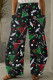 Red Green Casual Print Patchwork High Waist Wide Leg Positioning Print Bottoms