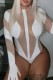 White Sexy Patchwork See-through O Neck Skinny Romper