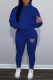 Blue Casual Print Patchwork Hooded Collar Long Sleeve Two Pieces
