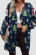 Tibetan Blue Casual Print Patchwork Cardigan Collar Outerwear