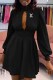 Black Elegant Print Hollowed Out Letter Turtleneck Waist Skirt Dresses