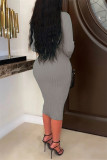 Red Casual Solid Patchwork Turndown Collar Long Sleeve Dresses