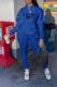 Blue Casual Print Patchwork Hooded Collar Long Sleeve Two Pieces