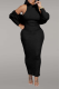 Black Sexy Solid Patchwork Half A Turtleneck Long Sleeve Two Pieces
