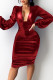 Red Sexy Solid Patchwork V Neck One Step Skirt Dresses