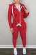 Red Casual Print Letter Hooded Collar Long Sleeve Two Pieces
