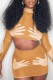Orange Sexy Print Patchwork Turtleneck Long Sleeve Two Pieces