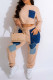 Khaki Casual Solid Patchwork O Neck Long Sleeve Two Pieces