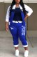 Blue Casual Print Letter Zipper Collar Long Sleeve Two Pieces