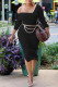 Black Casual Solid Patchwork Oblique Collar One Step Skirt Dresses (With Waist Chain)
