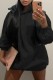 Black Casual Solid Patchwork Basic Hooded Collar Long Sleeve Dresses