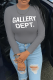Grey Casual Street Print Letter O Neck T-Shirts