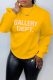 Yellow Casual Daily Lips Printed Patchwork Letter O Neck Tops