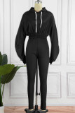 Red Casual Sportswear Solid Patchwork O Neck Long Sleeve Two Pieces