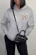 Grey Casual Print Patchwork Hooded Collar Tops