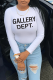 White Casual Daily Print Patchwork Letter O Neck Tops