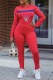 Red Casual Print Patchwork Hooded Collar Long Sleeve Two Pieces