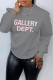 Grey Casual Daily Lips Printed Patchwork Letter O Neck Tops