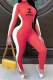 Red Street Print Letter O Neck Jumpsuits