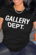 Black Street Vintage Print Patchwork Letter O Neck T-Shirts
