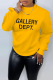 Yellow Casual Street Print Letter O Neck Tops