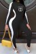 Black Street Print Letter O Neck Jumpsuits