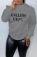 Grey Casual Street Print Letter O Neck Tops