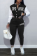 Black Street Print Patchwork Long Sleeve Two Pieces