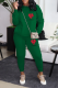 Dark Green Casual Print Patchwork O Neck Long Sleeve Two Pieces
