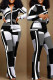 White Casual Street Print Patchwork Zipper Long Sleeve Two Pieces