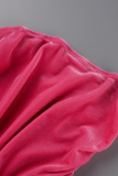 Pink Sexy Solid Patchwork Halter Sleeveless Two Pieces