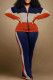 Tangerine Red Casual Street Print Patchwork Zipper Long Sleeve Two Pieces