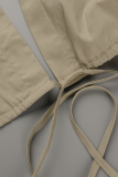Coffee Street Solid Patchwork Turndown Collar Tops