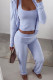 Blue Casual Solid Patchwork Hooded Collar Long Sleeve Three Pieces