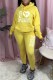 Yellow Casual Print Letter Hooded Collar Long Sleeve Two Pieces