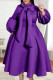 Purple Elegant Solid Bandage Patchwork Half A Turtleneck A Line Dresses