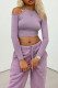 Pink Purple Casual Sportswear Solid Patchwork O Neck Long Sleeve Two Pieces