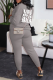 Grey Street Print Make Old O Neck Long Sleeve Two Pieces