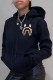 Black Casual Print Patchwork Hooded Collar Tops