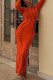 Tangerine Red Sexy Solid Patchwork O Neck One Step Skirt Dresses