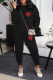 Black Casual Print Patchwork O Neck Long Sleeve Two Pieces