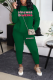Dark Green Street Print Patchwork O Neck Long Sleeve Two Pieces