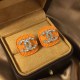 Orange Simplicity Geometric Hot Drill Earrings