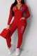 Red Casual Letter Print Patchwork Hooded Collar Long Sleeve Two Pieces