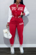 Red Street Print Patchwork Long Sleeve Two Pieces