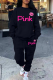 Black Casual Print Patchwork O Neck Long Sleeve Two Pieces